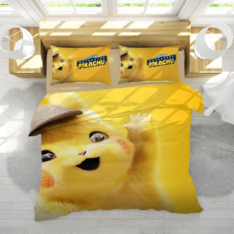 Sada povlečení s Pikachu pro děti Měkký a odolný povlak na přikrývku a povlak na polštář