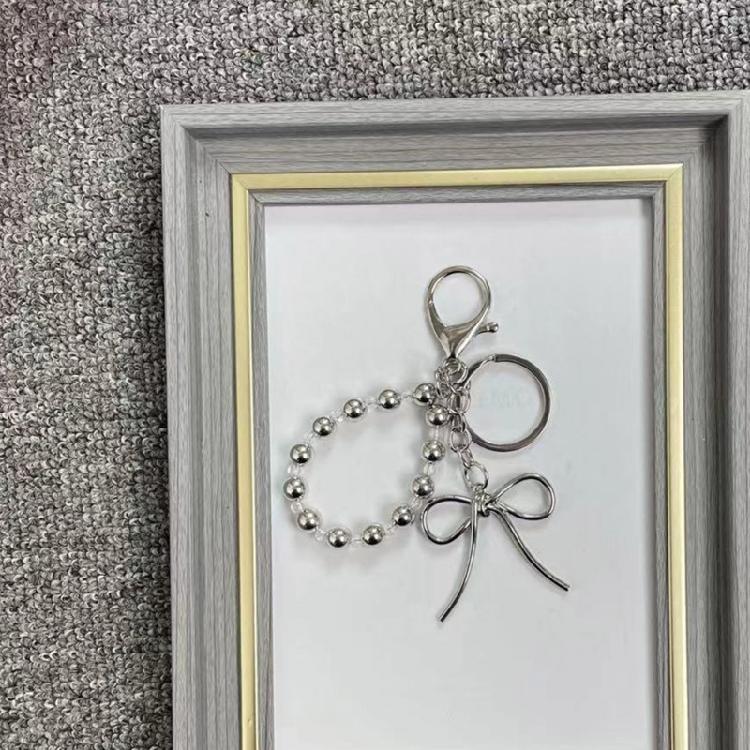 Fashion Heart Bowknot Beaded Keychain Pendant Backpack Handbag Charm Pendant Hangings Decoration Sweet Pendant Gift