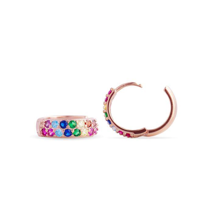 Pendientes - IMEWA - Multicolor - Argent 925 - Oxyde de zirconium - Doré rose