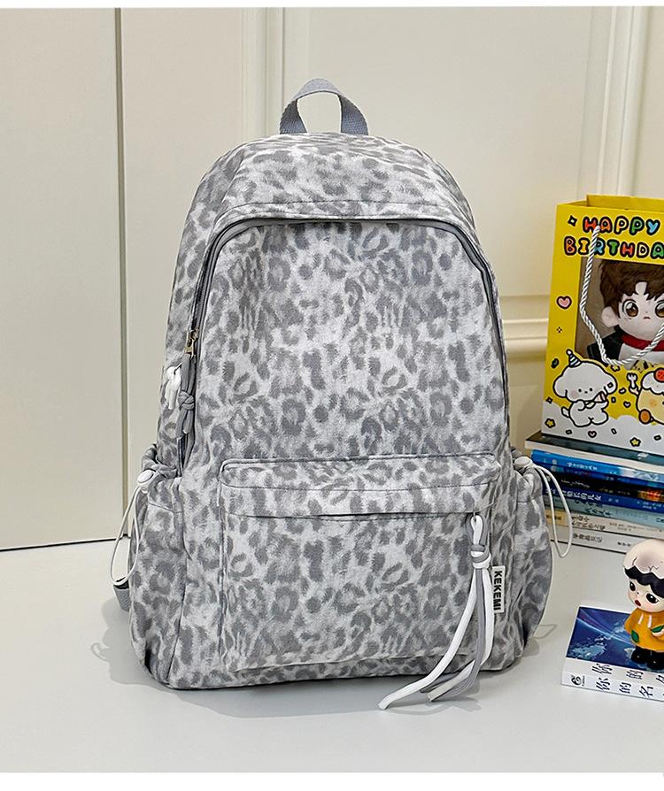 School Bag Japanese Ins Leopard Print College Student School Bag Personalized Versatile Niche Unpopular Fashion Backpack Leisure Travel Backpack