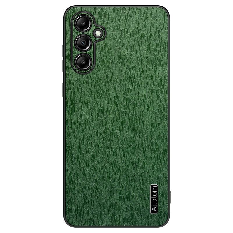 For Samsung Galaxy A15 5G Cellphone Case Wood Grain PC+TPU+PU Back Protector Cover