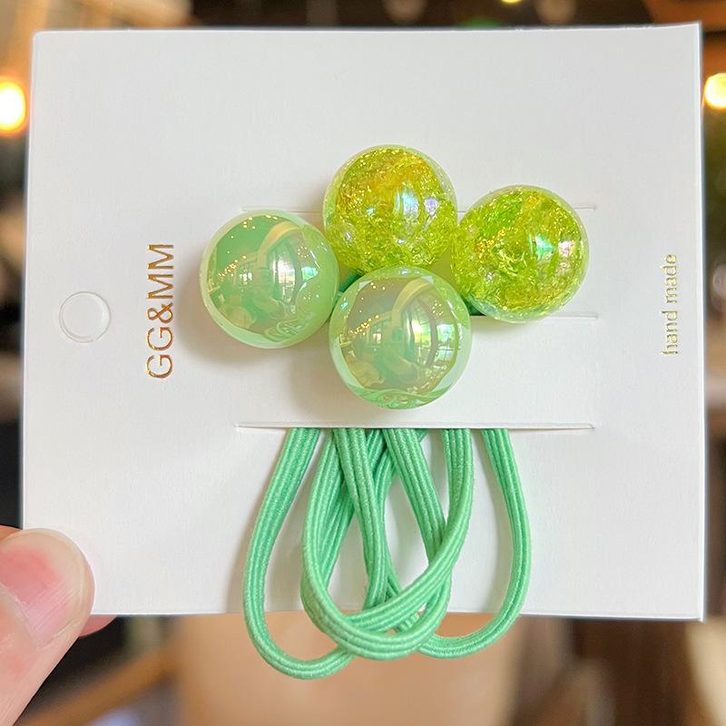 

2 шт. новые милые красочные взрывные бусины принцесса головные уборы детские эластичные резинки для волос детские веревки для волос аксессуары для волос для девочек зелёный