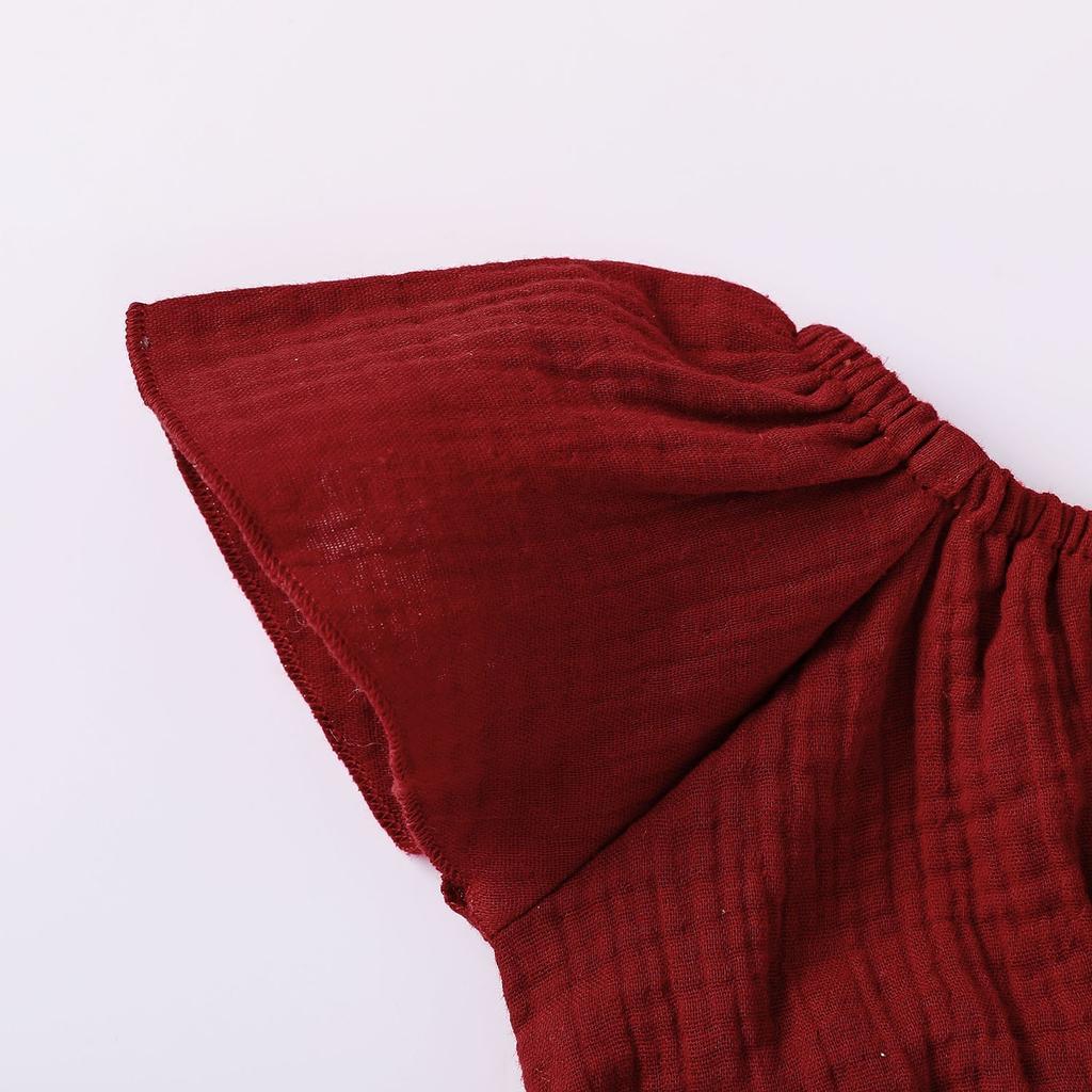 Neugeborenen Baby Mädchen Sommer Baumwolle Leinen Schleife Floral Strampler Kleid Body