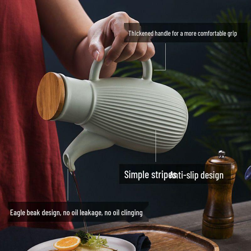 Ceramic Leak-Proof Oil Pot - Large Capacity for Home Use