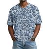Herren T-Shirt mit Leopardenmuster, Atmungsaktives V-Ausschnitt Kurzarm Oberteil für Herren, Lässiges Mode Sommer T-Shirt