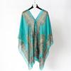 Women Summer Beach Bikini Cover Up Loose Chiffon Blouse Shawl Scarf with Buttons