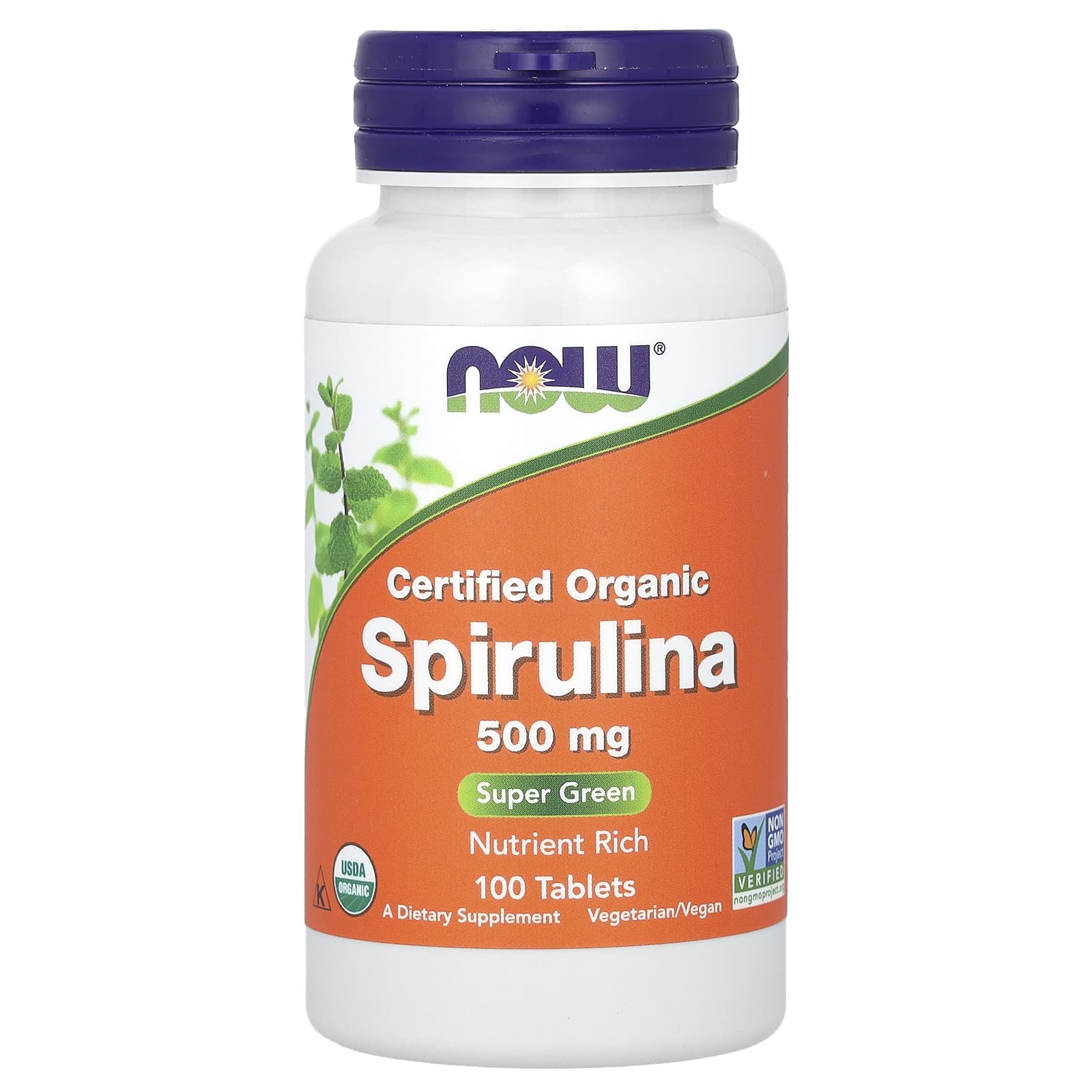 

Certified Organic Spirulina, 500Mg, 100 Tablets