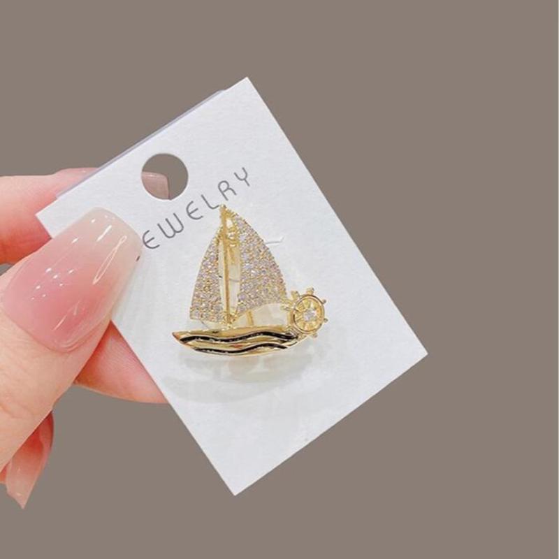 Diamond-Encrusted  Accessories For High-End Women'S Delicate Sailing Corsage Pins