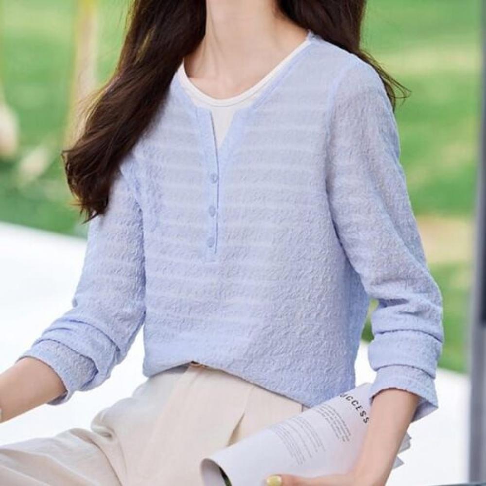 Navava Women Casual Two In One Round Neck Long Sleeve T shirT nT2920