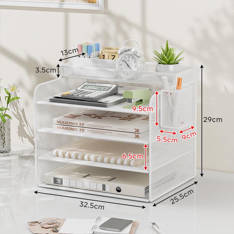 Metal Desktop File Organizer: Office Folder Storage & Bookend Rack