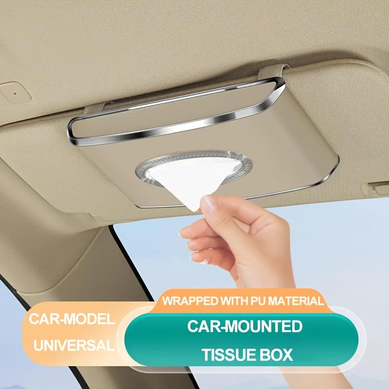 Faux Leather Car Tissue Box with Non-Slip Base Design, Essential for Various Vehicle Types, Enhances The Interior Aesthetics, Easy To Clean