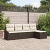 VidaXL 5-Piece Garden Sofa Set with Cushions Brown Poly Rattan 3360589