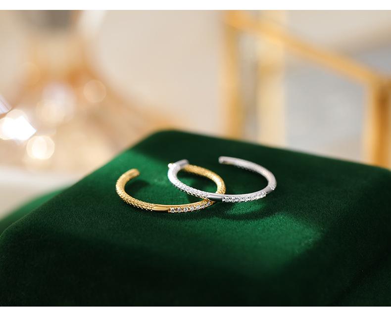 Banyan Tree Women's Simple Luxury S925 Silver Diamond Stackable Open Ring