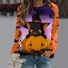 Women's T-shirt Casual Long Sleeve Tops Animal Cat Graphic Tees Shirt Blouse O-neck Fall Winter Streetwear Style Pullover