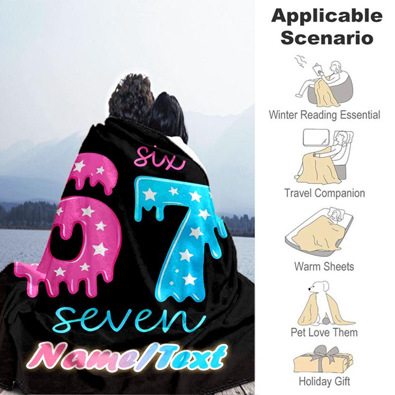 1PC Custom Name "Sixty Seven Stars" Flannel Blanket Versatile,all-season Throw Suitable for the Living Room,bedroom,camping,travel,and Gift