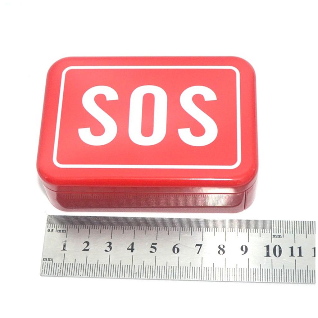 Small Rectangular Empty Box SOS Pattern Outdoor Tools Equipment Iron Storage Box for Camping