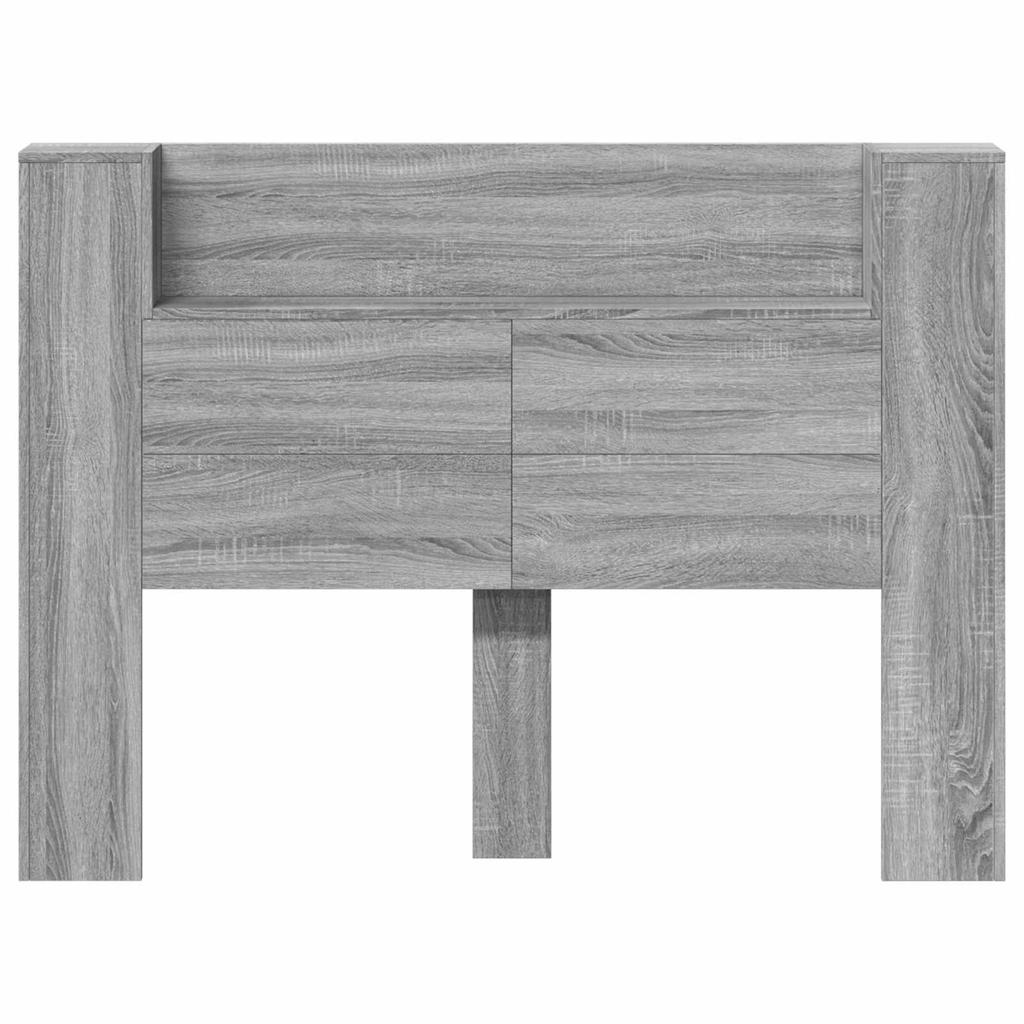 Headboard Cabinet with LED Lighting Grey Sonoma 140 x 16.5 x 103.5 cm