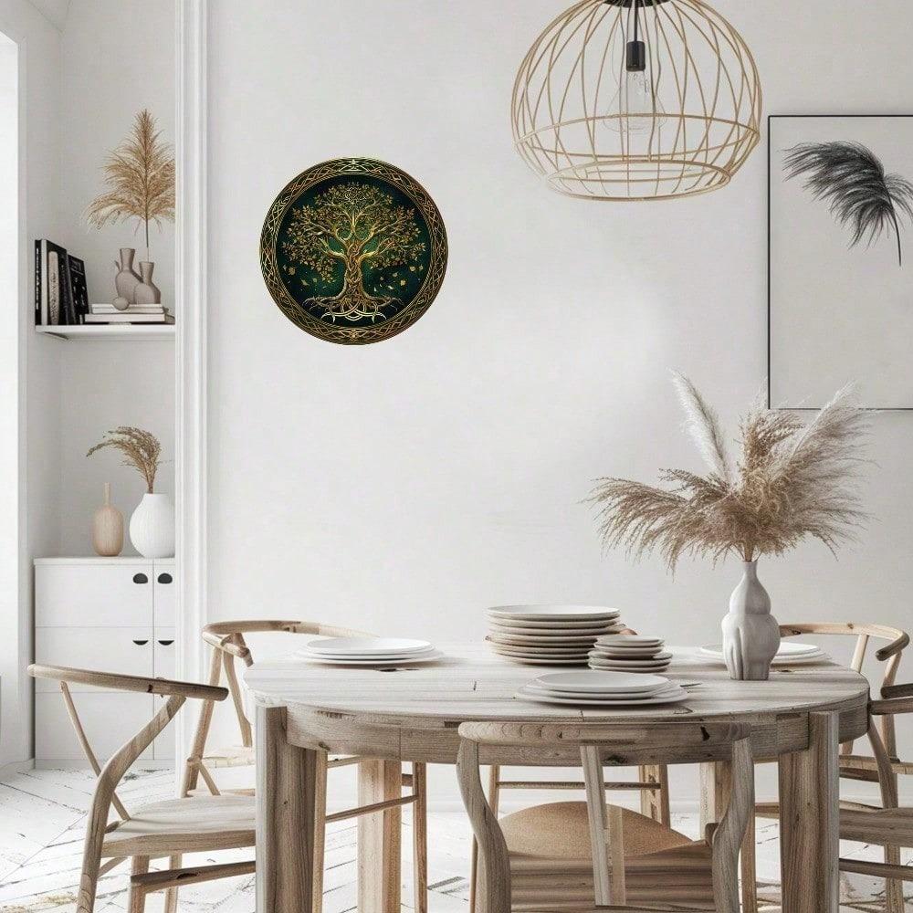 Vintage Tree of Life Round Metal Wall Art 2D Aluminum Sign for Living Room Home Decor