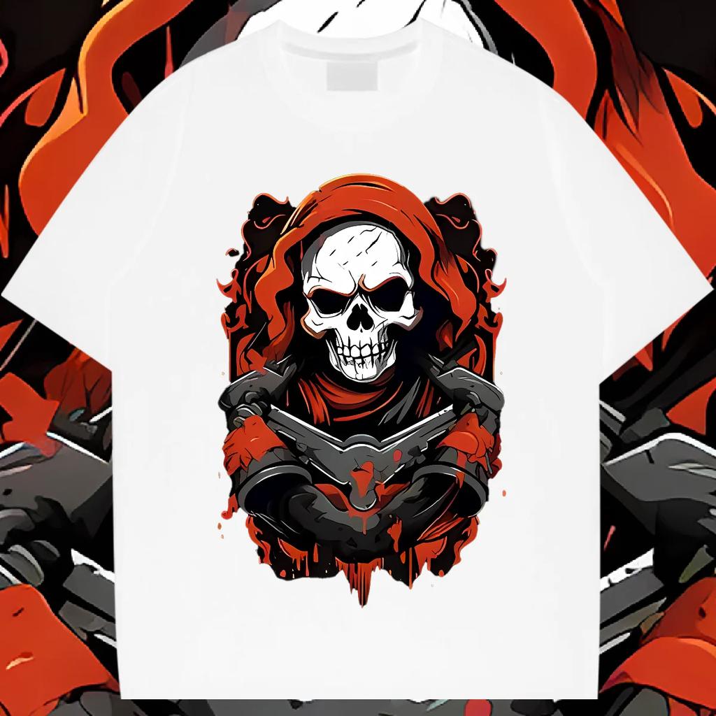 Skulls T Shirt Oversized Loose Round Collar Tshirt Harajuku Unisex T-shirt  Causal Tees Comfortable Rapper Clothes