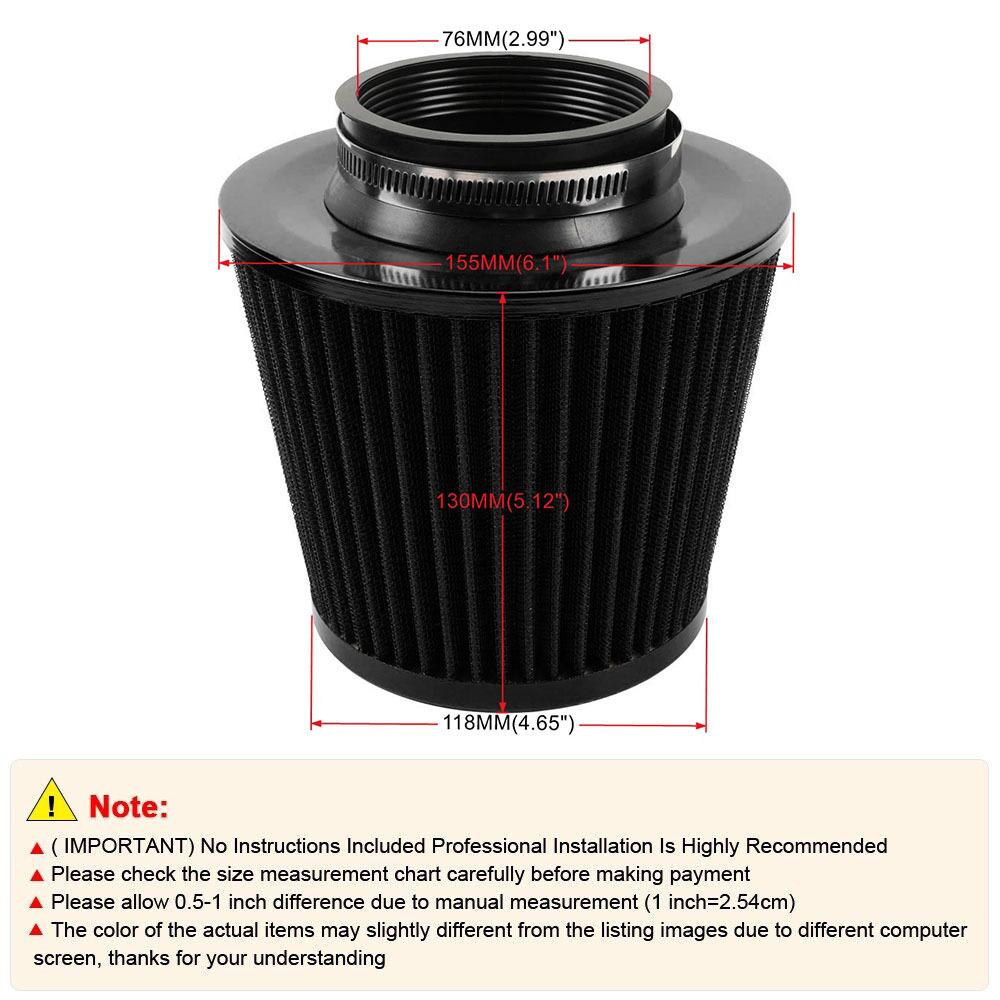 Car Modification Air Filter with High Flow Intake Mushroom Head Mushroom Head Air Filter Car Air Filter 76mm