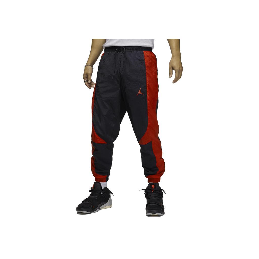 Jordan Colorblock Logo Print Mid-Waist Drawstring Loose Knit Joggers Men Bottoms Black DX9374-013