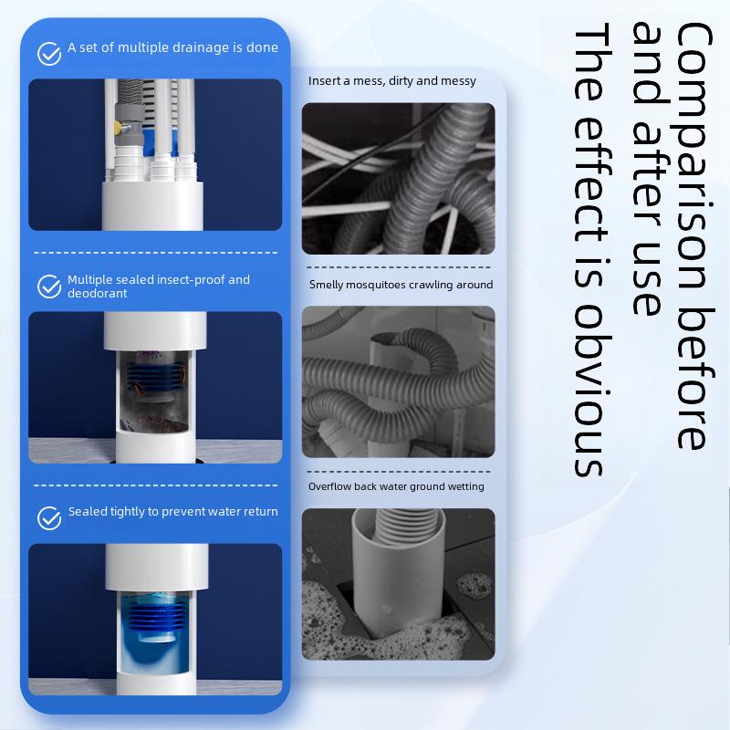 PVC50/75 Five-Way Kitchen Drainage Connector & Deodorizer