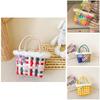 Stylish Children's Woven Handbag Colorful Crochet Tote Bag For Girls With Floral Design