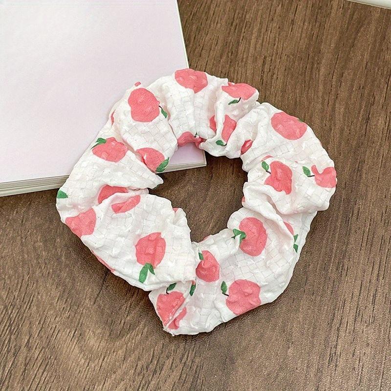 2pcs Elegant Boho Chic Fabric Scrunchies with Fruit Prints,Multiple Pattern- Perfect for Ponytails,Styling Accessories hair band