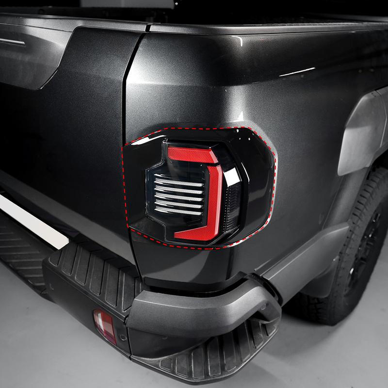 For Kia TASMAN 2025 2026 2PCS Black Carbon Fiber ABS Car Taillight Cover Trim Car Decorative Strips Accessories