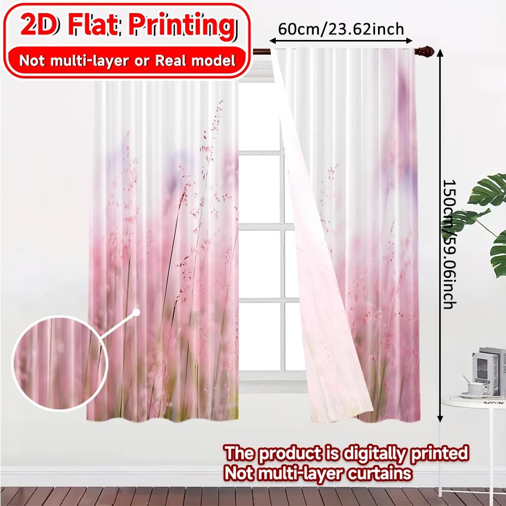 2 Stück, 2D-FLACHDRUCK Vorhänge (Ohne Stange) Pinke Wiese Halloween Festival Mode Vorhänge Polyester Vorhänge Alle Jahreszeiten