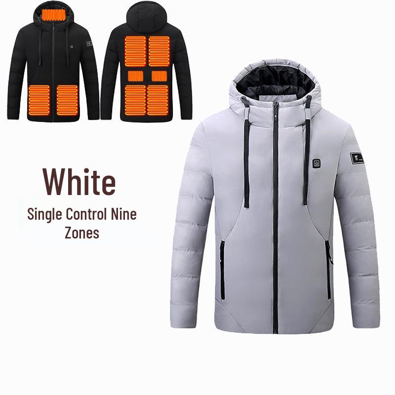 Men's Smart Heated Winter Jacket with Hood - Warm, Constant Temperature, Cold-Proof Cotton Coat