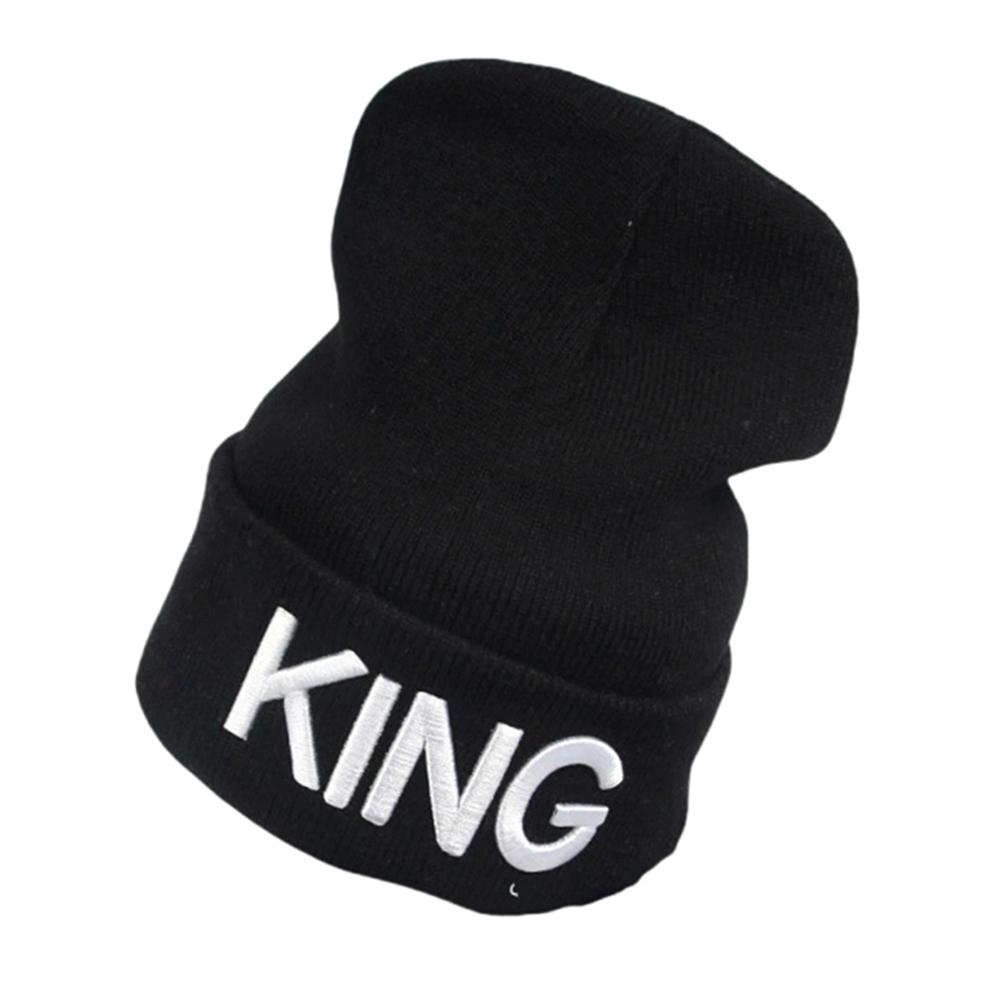 New Style KING Stretch Knit Hat QUEEN Embroidery Men And Women Couples Autumn Winter Warmth Beanies Skullies Skullcap Gorras