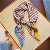 Foreign Silk Scarf Thousand Birds Plaid Scarf Small Square Scarf 71cm Thin Sunscreen Yarn Shawl Live Stream