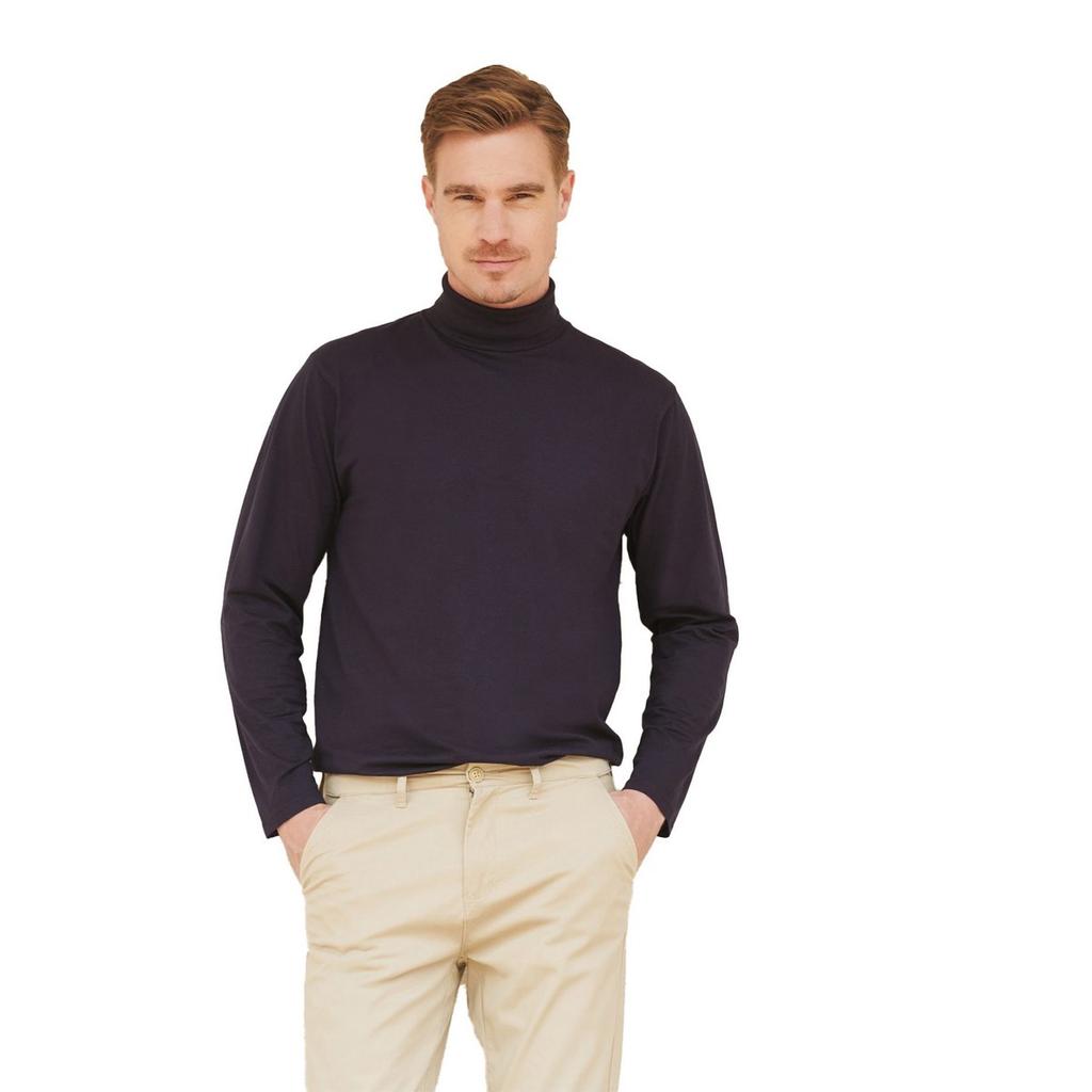 Henbury Mens Roll Neck Long-Sleeved Top