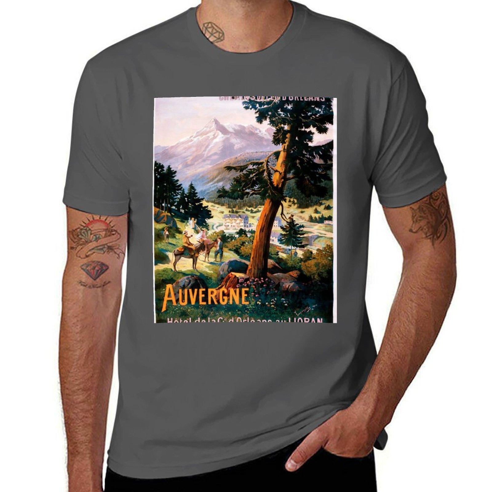 

Auvergne, French Travel Poster T-Shirt t shirts for man slim fit t shirt men 100% cotton luxury brand T-Shirt 4XL