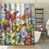 1pc Forest Colorful Butterfly Pattern Printed Shower Curtain, Fabric Bath Accessory Shower Curtain