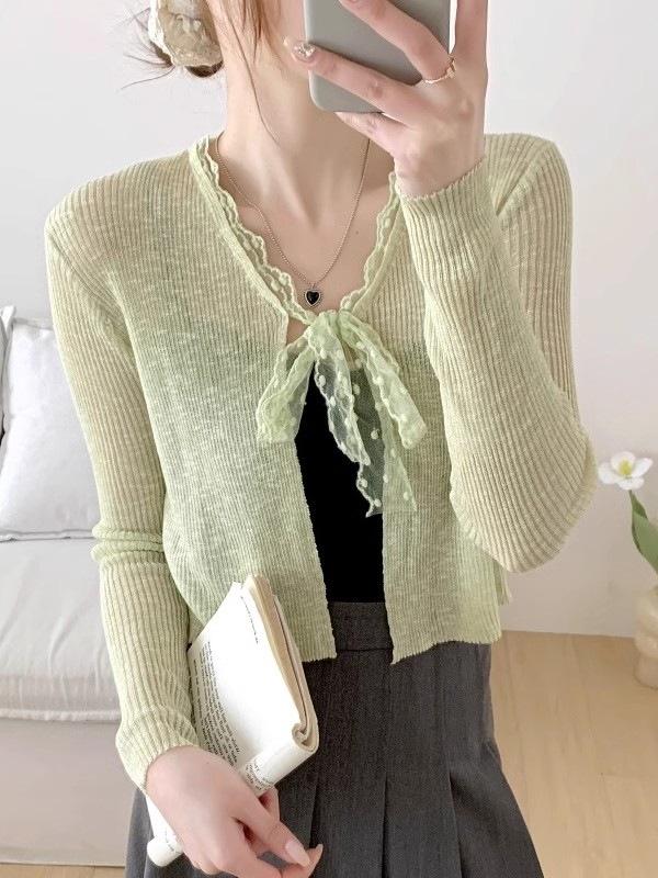 1116 New Knitted Shawl Cardigan Women's Long Sleeve Short Fashion Versatile Casual Knitted Cardigan