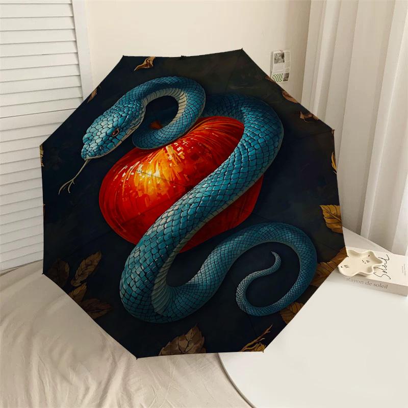 

1PC Snake Heart Umbrella-8-Rib Reinforced Portable Folding Travel Suitable for All Seasons Outdoor Daily Use-J387