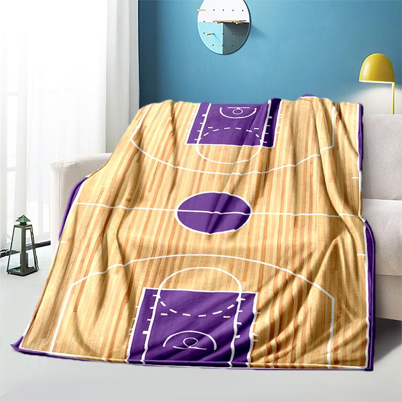 Basketball Court on the Beach Print Flannel Blanket Lightweight Cozy Throw for Sofa Bed Outdoor Travel Camping