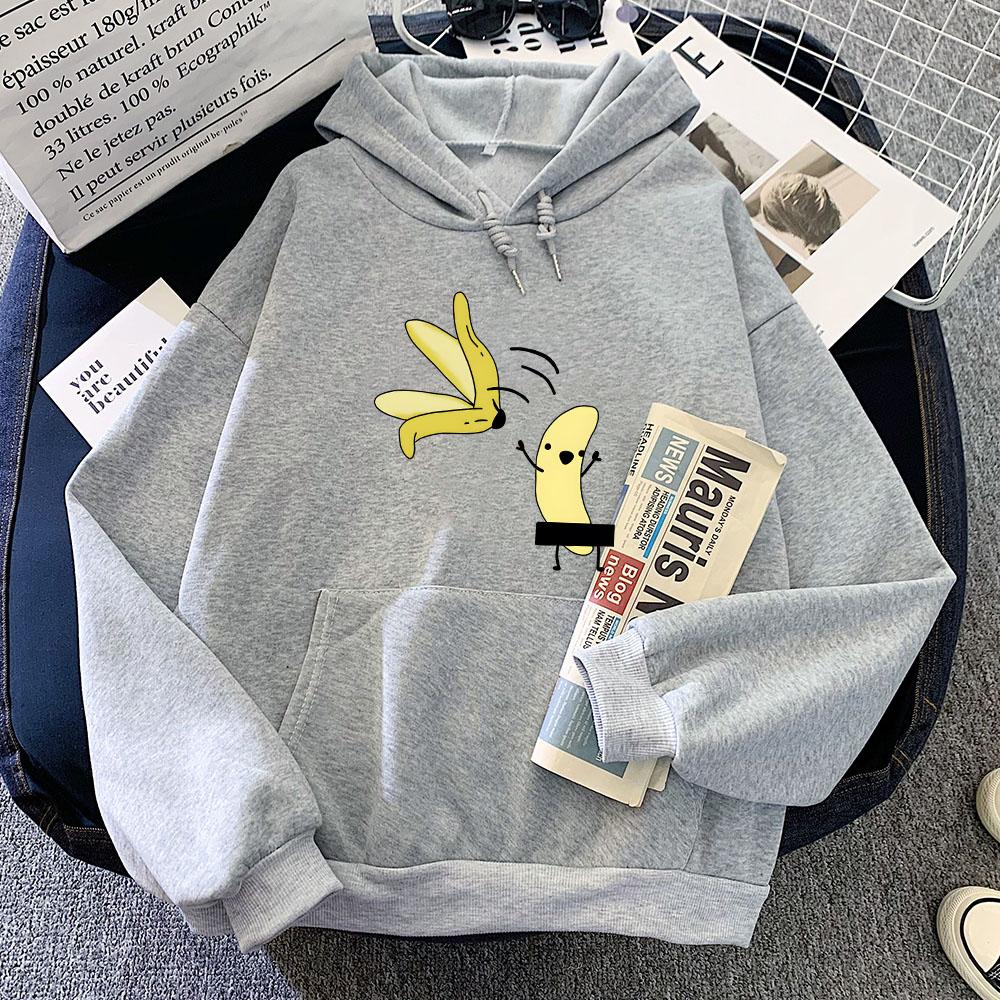 Naked Banana Aesthetic Hoodies Women/Men Cartoon Printed Sweatshirts Casual Tops Cartoon Unisex Autumn Winter Pullovers Hoody