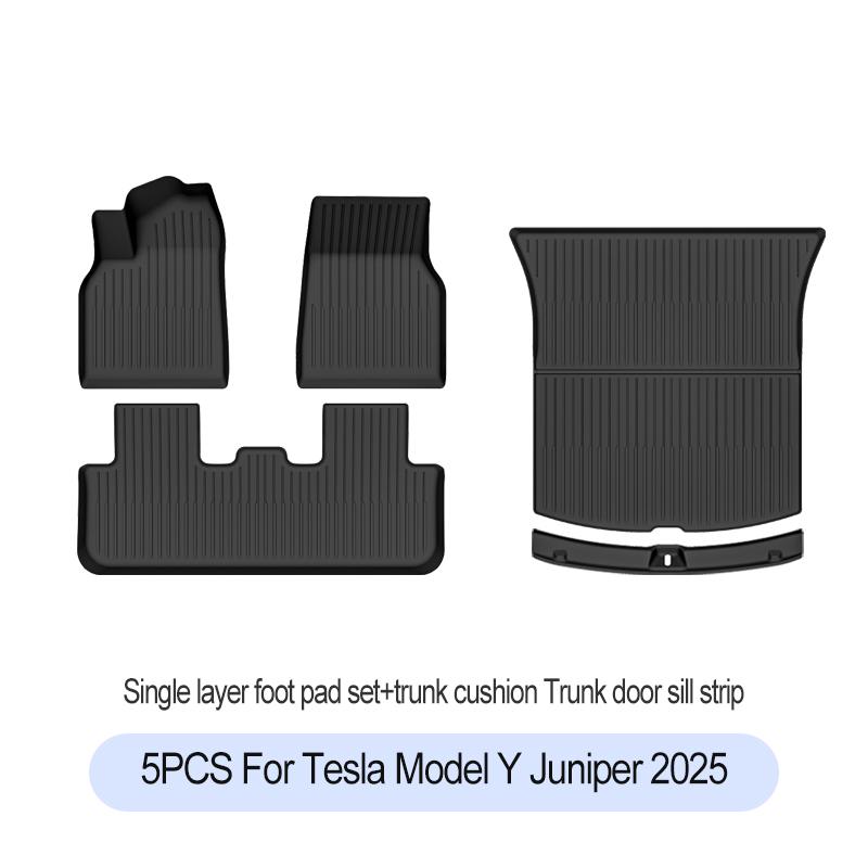 For Tesla New Model Y Juniper Premium/Performance 2025+ TPE Floor Mats Luggage Mat Wear-resistant Foot Pads ModelY Trunk Mats