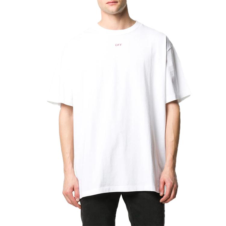 Off-White Stencil Logo T-Shirt White/Red Men Tops OMAA038E20JER0030125