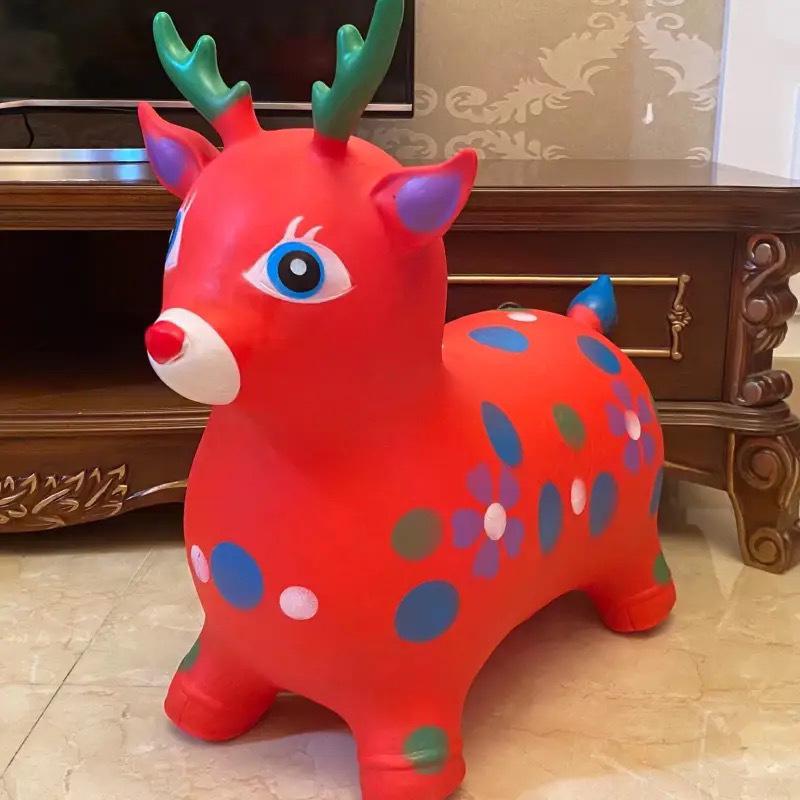 Children's Extra Large Inflatable Bouncy Horse Toy – Thick Stable Fawn Ride-On with Music and Cartoon Unicorn Design