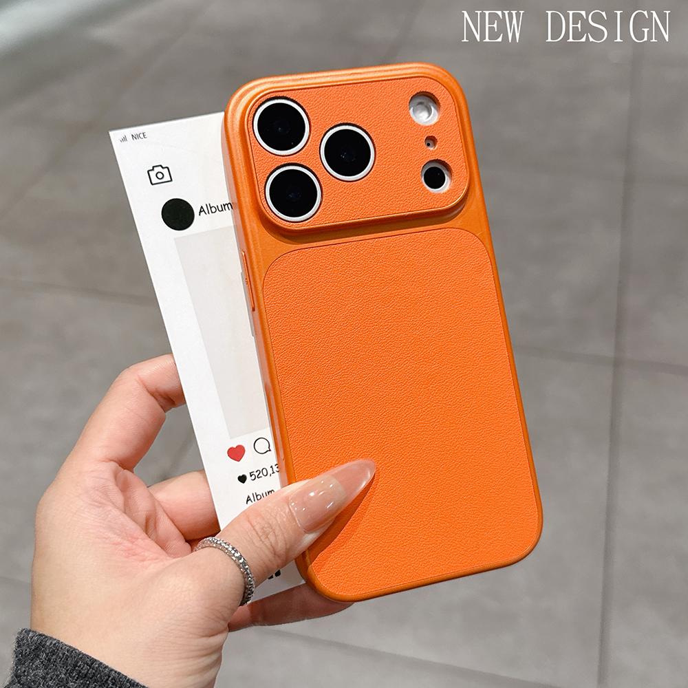 Luxe Mat Leer Textuur Telefoonhoesje Voor iPhone 17 16 15 14 13 Pro Max 16 Plus 17Pro Air Camera Bescherming Schokbestendige Hoes