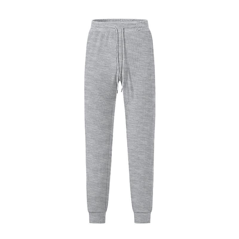 Men's Summer Sports Casual Loose Breathable Solid Color Waffle Men's Tether Pants Casual Pants