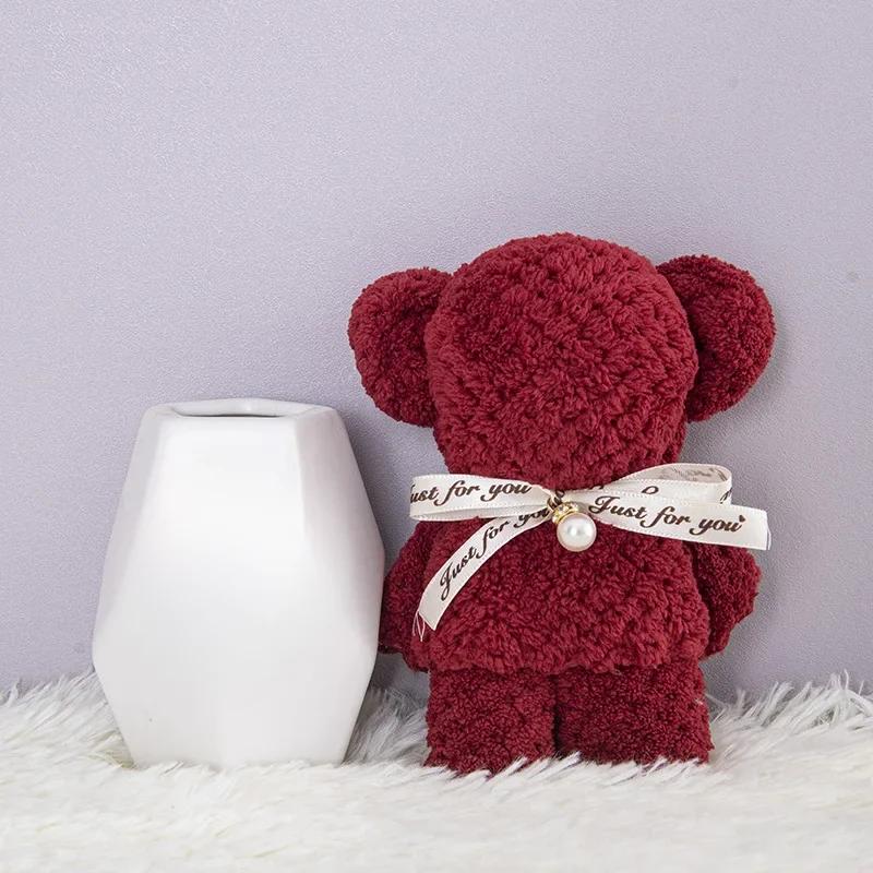 

1pcs Coral Velvet Bear Shape Towel Set with Gift Bag Face Towel Baby Shower Home Party Wedding Birthday Gifts for Mother Friend 30x30cm&1pc