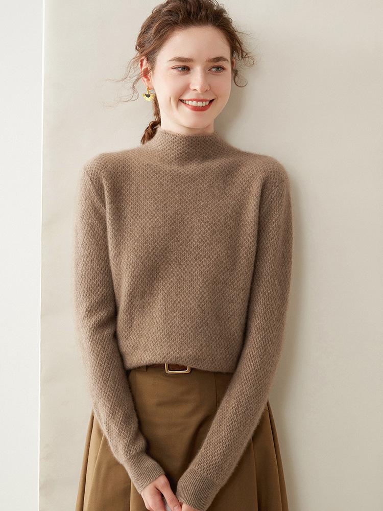 Women's Cashmere High-Neck Sweater: Warm, Comfortable, Loose Fit Knitwear for Autumn and Winter