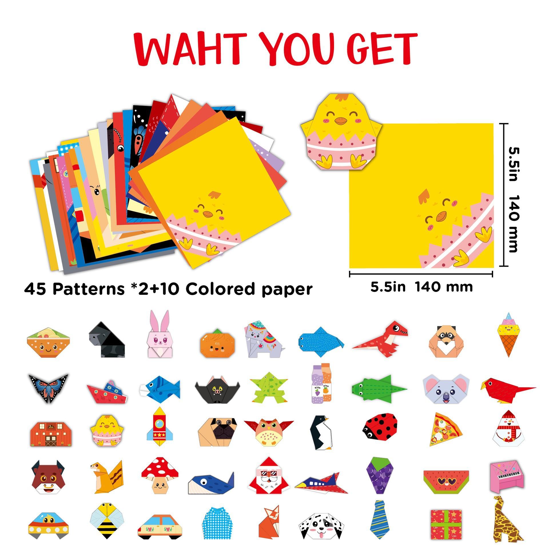 3D Origami Book for Kids, Colorful DIY Paper Craft Set for Kindergarten