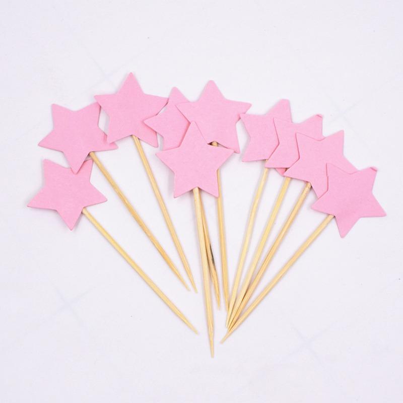 10pcs Mini Heart Star Glitter Series Cake Decoration Inserts Cupcake Toppers Decorating Wedding Birthday Party Decorations
