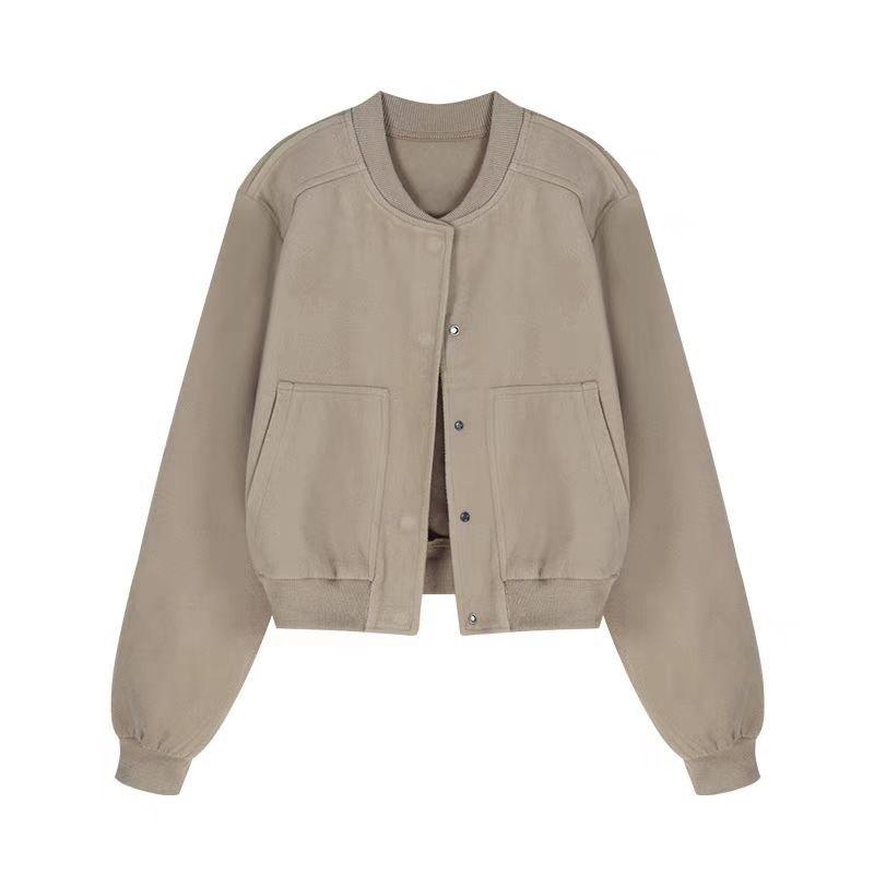 Womens Oversized Baseball Jacket Relaxed Fit Single-Row Button Korean-Japanese Casual Style